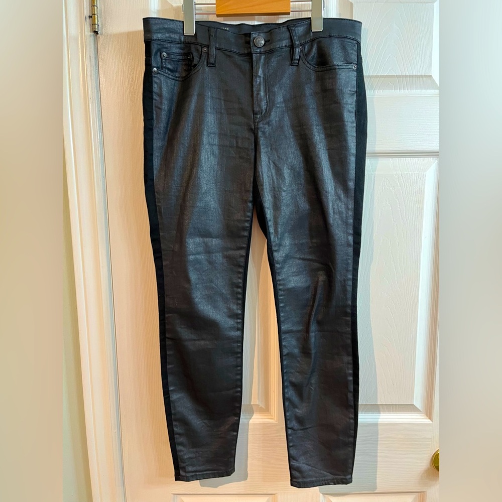 J Crew Toothpick Black coated Skinny Jeans Size 30